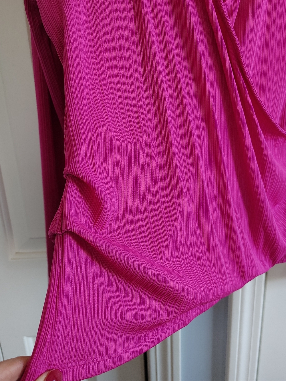 Nine West Textured Pink Ribbed Wrap Top XL - Picture 5 of 12